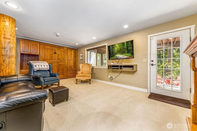 793 E Stadium Beach Rd W, Grapeview, WA 98546 - living room with light colored carpet and recessed lighting
