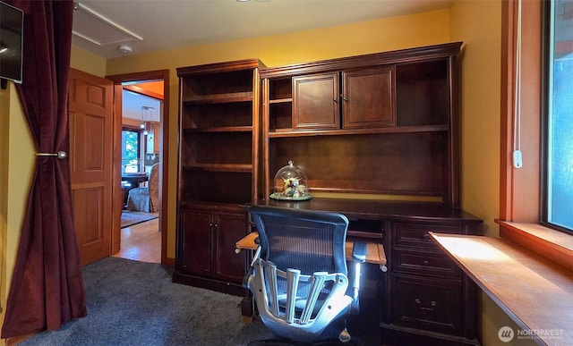 755 Ferry Rd, Lopez Island, WA 98261 - unfurnished office featuring carpet and built in study area
