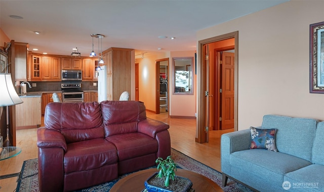755 Ferry Rd, Lopez Island, WA 98261 - living area with light wood-style flooring and recessed lighting