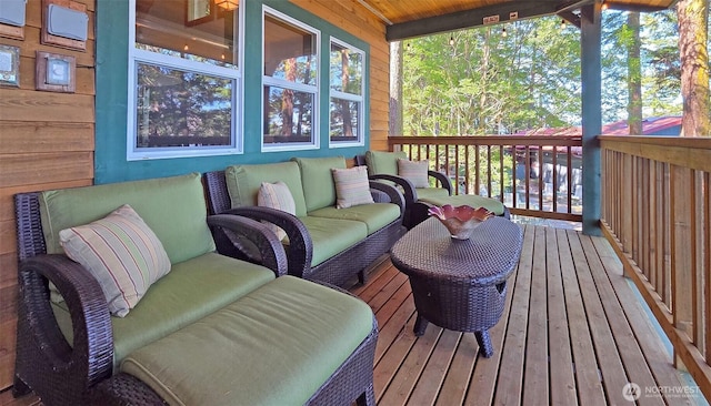 755 Ferry Rd, Lopez Island, WA 98261 - deck featuring an outdoor living space