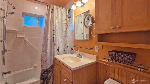 755 Ferry Rd, Lopez Island, WA 98261 - full bath with vanity and shower / bath combination with curtain