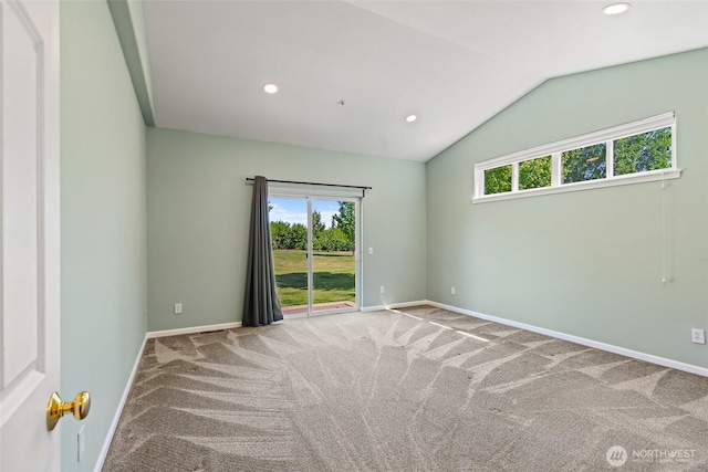 321 Range View Rd, Ellensburg, WA 98926 - unfurnished room featuring carpet floors, plenty of natural light, lofted ceiling, and recessed lighting