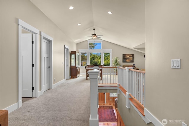 1605 Donovan Ave, Bellingham, WA 98225 - hallway featuring carpet floors, vaulted ceiling, and recessed lighting