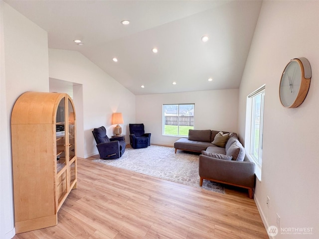200 W Oak St, Yacolt, WA 98675 - living area featuring vaulted ceiling, light wood-style floors, and recessed lighting