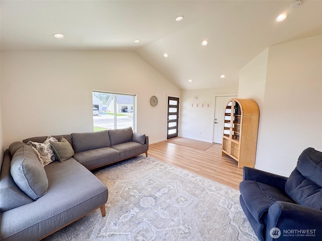 200 W Oak St, Yacolt, WA 98675 - living room with recessed lighting, light wood-type flooring, and vaulted ceiling