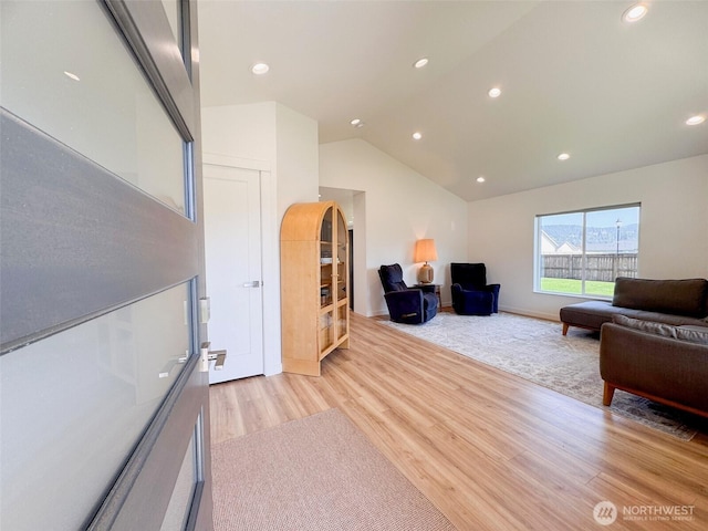 200 W Oak St, Yacolt, WA 98675 - living room with light wood finished floors, lofted ceiling, and recessed lighting