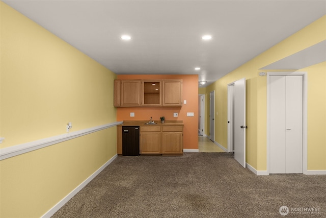35404 18th Ave SW, Federal Way, WA 99023 - kitchen featuring dark carpet, recessed lighting, and open shelves