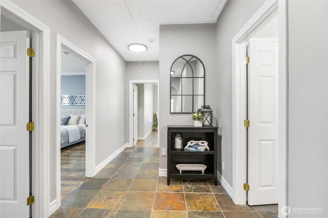 10391 Rd 5.6 NE, Moses Lake, WA 98837 - hallway with attic access and stone tile flooring