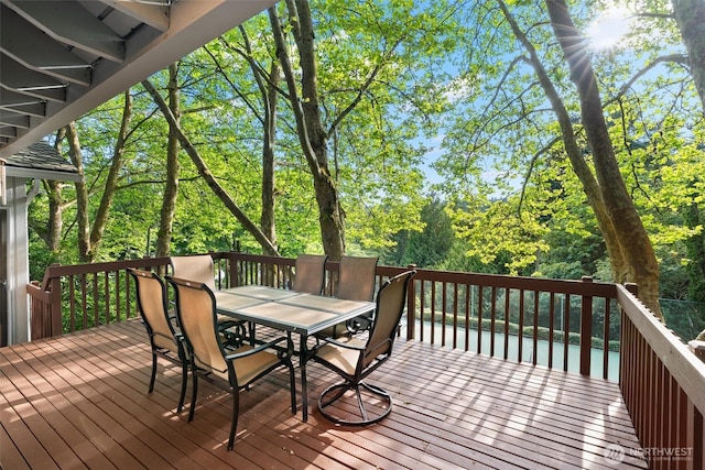 3216 142nd Pl NE, Bellevue, WA 98007 - wooden deck with outdoor dining space