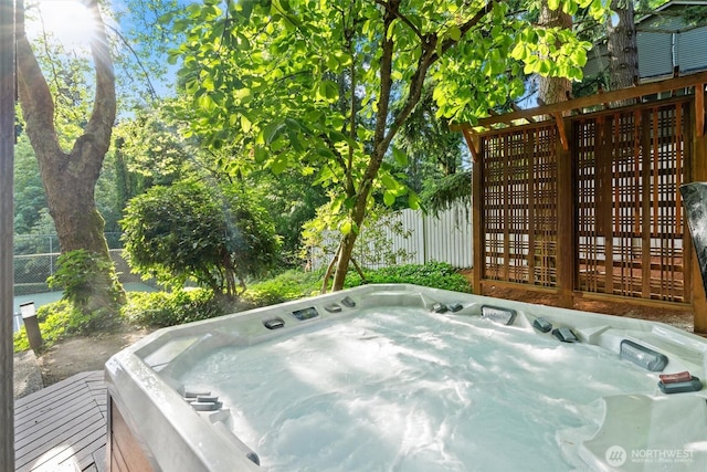 3216 142nd Pl NE, Bellevue, WA 98007 - wooden deck featuring a hot tub