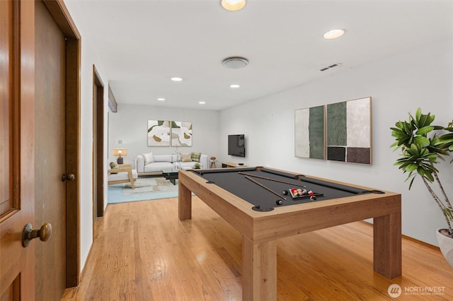 3216 142nd Pl NE, Bellevue, WA 98007 - game room featuring pool table, light wood-type flooring, and recessed lighting