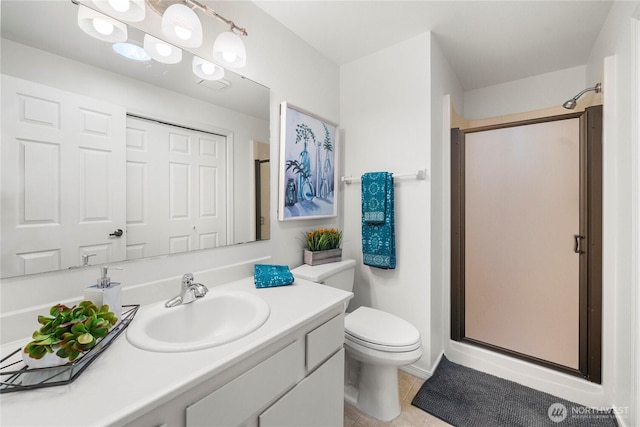 6020 N Highlands Pkwy Unit 52B, Tacoma, WA 98406 - bathroom featuring a stall shower, vanity, and tile patterned floors