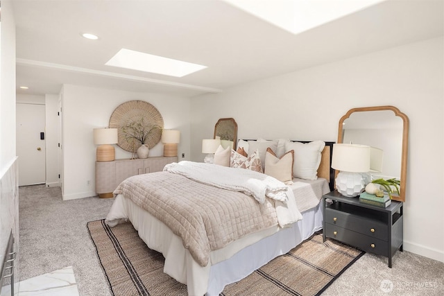 2301 Fairview Ave E Unit 404, Seattle, WA 98102 - bedroom with a skylight, light colored carpet, and recessed lighting