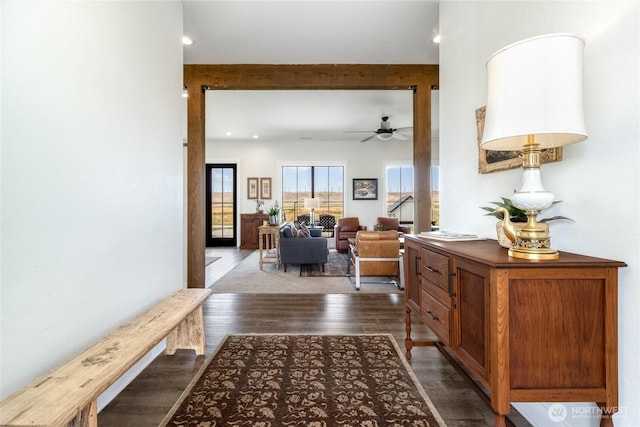 2617 Byrnes Rd, Touchet, WA 99360 - hallway featuring dark wood-style flooring and recessed lighting