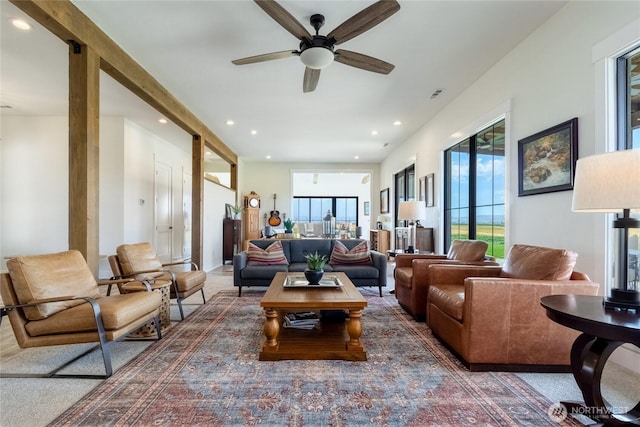 2617 Byrnes Rd, Touchet, WA 99360 - living room with recessed lighting and ceiling fan