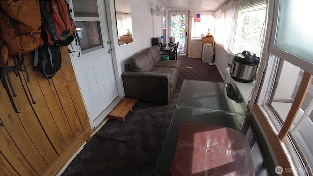 1200 Lincoln St Unit 148, Bellingham, WA 98229 - living area with dark carpet and radiator