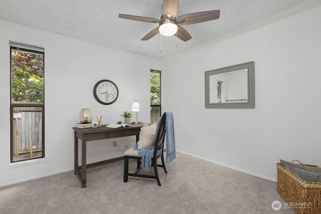 31609 41st Ave SW, Federal Way, WA 98023 - carpeted office with ceiling fan and a textured ceiling