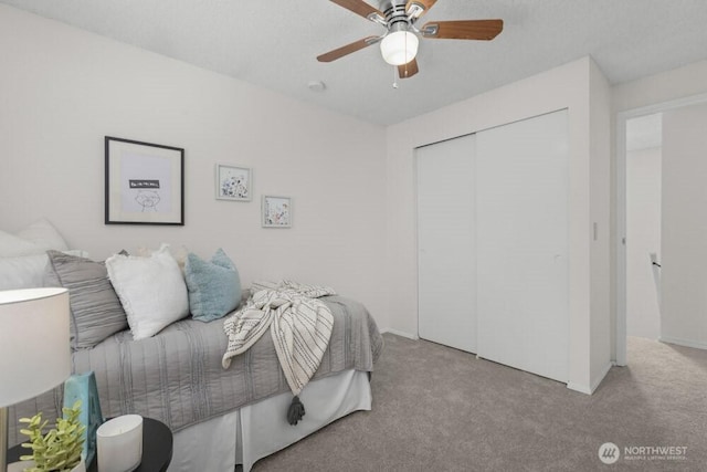 31609 41st Ave SW, Federal Way, WA 98023 - bedroom with carpet, a closet, and ceiling fan