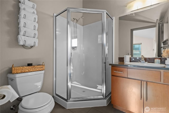 923 N 85th St Unit A, Seattle, WA 98103 - full bath featuring a shower stall, vanity, and tile patterned flooring