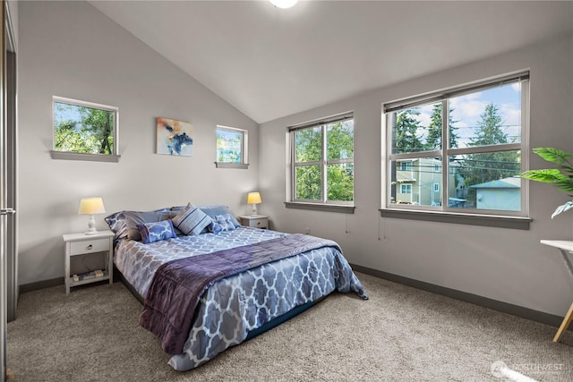 923 N 85th St Unit A, Seattle, WA 98103 - carpeted bedroom featuring baseboards and lofted ceiling