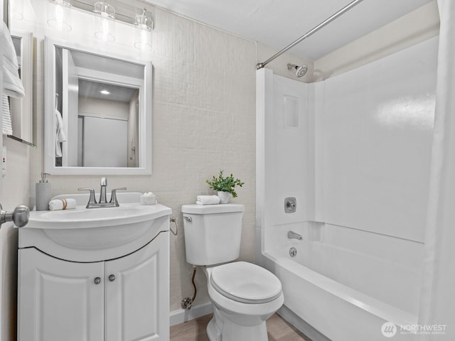 4920 200th St SW Unit A201, Lynnwood, WA 98036 - full bathroom with shower / bath combination, vanity, and wood finished floors