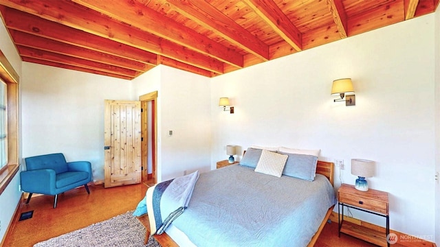 156 Poechmann Rd, Okanogan, WA 98840 - carpeted bedroom featuring a wooden ceiling with exposed beams