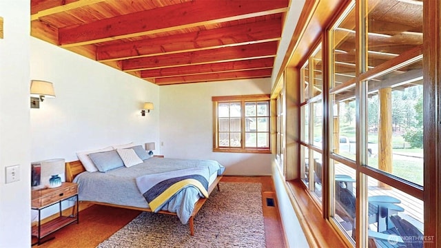 156 Poechmann Rd, Okanogan, WA 98840 - bedroom featuring a wooden ceiling with exposed beams