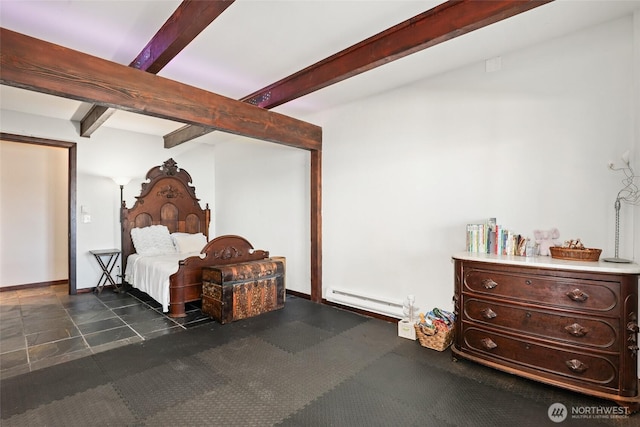 10806 W Morris Blvd, Steilacoom, WA 98388 - bedroom with beam ceiling and a baseboard radiator