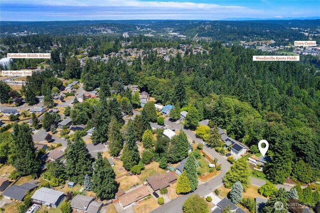 12712 NE 157th St, Woodinville, WA 98072 - aerial overview of property's location featuring a heavily wooded area