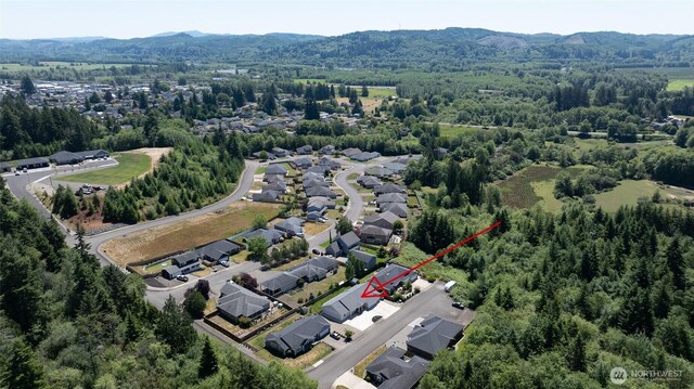 232 Jett Ct, Montesano, WA 98563 - aerial view of residential area with a mountainous background and a forest