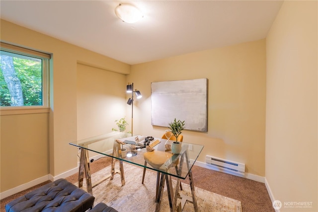 1525 Taylor Ave N Unit 505, Seattle, WA 98109 - carpeted office with a baseboard radiator and baseboards