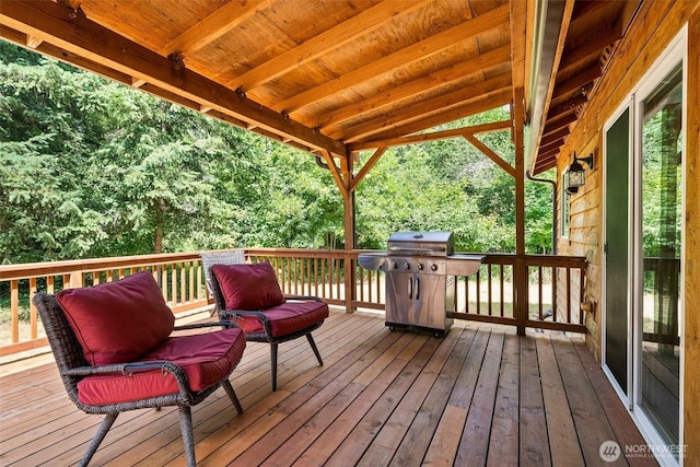 14115 Mountain Vista Dr SE, Yelm, WA 98597 - wooden terrace featuring a grill