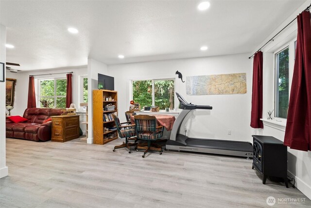 14115 Mountain Vista Dr SE, Yelm, WA 98597 - exercise area with healthy amount of natural light, recessed lighting, and wood finished floors