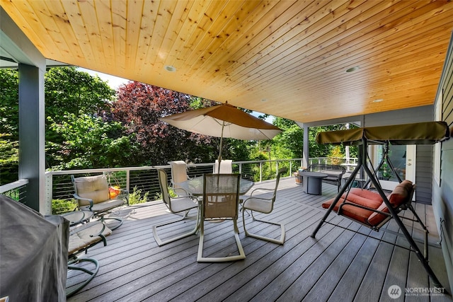 2620 Birch St, Bellingham, WA 98226 - wooden deck featuring outdoor dining area