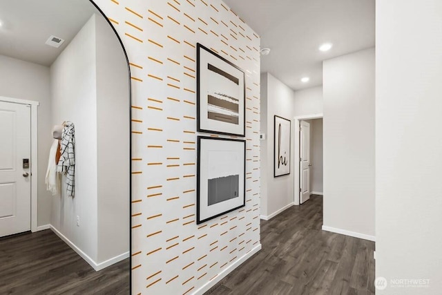 224 18th Dr Unit 96, Snohomish, WA 98290 - corridor featuring dark wood-type flooring, recessed lighting, and arched walkways