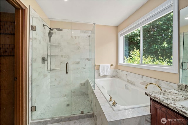 30449 103rd Ct SE, Auburn, WA 98092 - full bath with a bath, a stall shower, and vanity