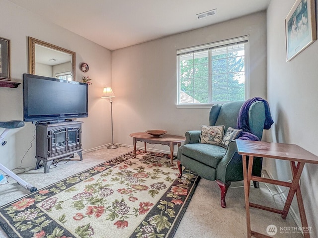 38774 SE Beta, Unit Snoqualmie, WA 98065 - carpeted living room featuring a wood stove