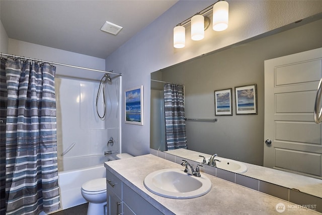 12235 SE 253rd St, Kent, WA 98030 - bathroom featuring vanity and shower / bathtub combination with curtain