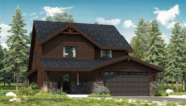141 Plateau Loop, Cle Elum, WA 98922 - view of front of home featuring a shingled roof, stone siding, and driveway