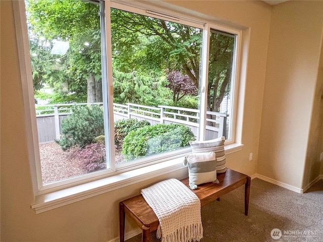 104 Puget Loop, Port Ludlow, WA 98365 - living area with baseboards and carpet flooring