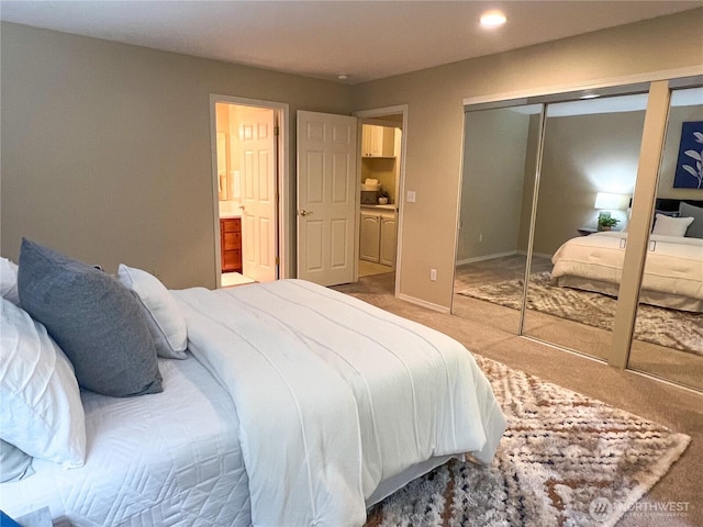 104 Puget Loop, Port Ludlow, WA 98365 - bedroom featuring carpet floors, recessed lighting, and a closet