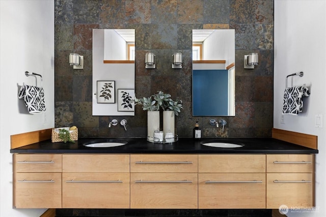 222 Rhodena Dr, Coupeville, WA 98239 - bathroom with double vanity and backsplash