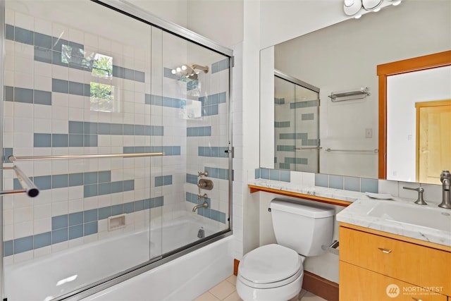 5511 104th Ave NE, Kirkland, WA 98033 - full bathroom with vanity, bath / shower combo with glass door, and tile patterned floors