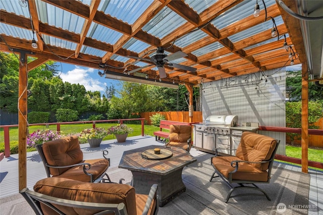 4418 85th Pl SW, Mukilteo, WA 98275 - deck with a ceiling fan, area for grilling, and an outdoor living space
