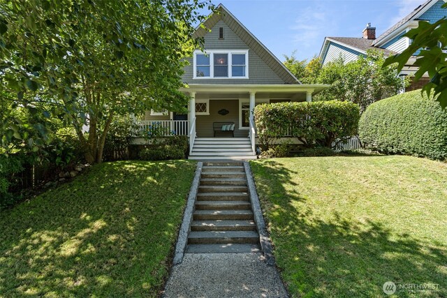 208 N Yakima, Tacoma, WA 98403 - view of front of property featuring a front lawn and covered porch