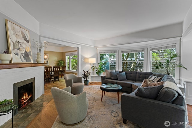208 N Yakima, Tacoma, WA 98403 - living room with a fireplace with flush hearth
