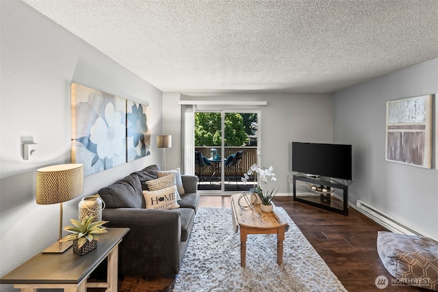 6105 N 16th St Unit N203, Tacoma, WA 98406 - living area featuring wood finished floors and a textured ceiling