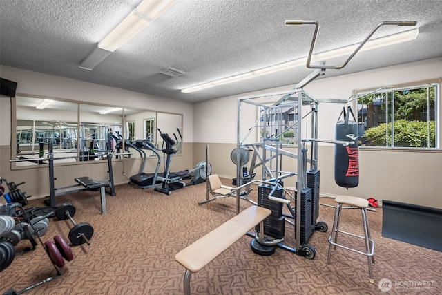 6105 N 16th St Unit N203, Tacoma, WA 98406 - workout area with a textured ceiling and carpet