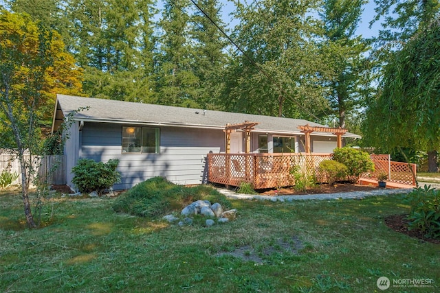 145 7th St, Gold Bar, WA 98251 - ranch-style home with a pergola and a deck