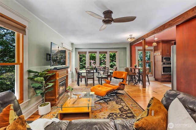 503 12th Ave E, Seattle, WA 98102 - living area featuring healthy amount of natural light, ceiling fan, and light wood finished floors